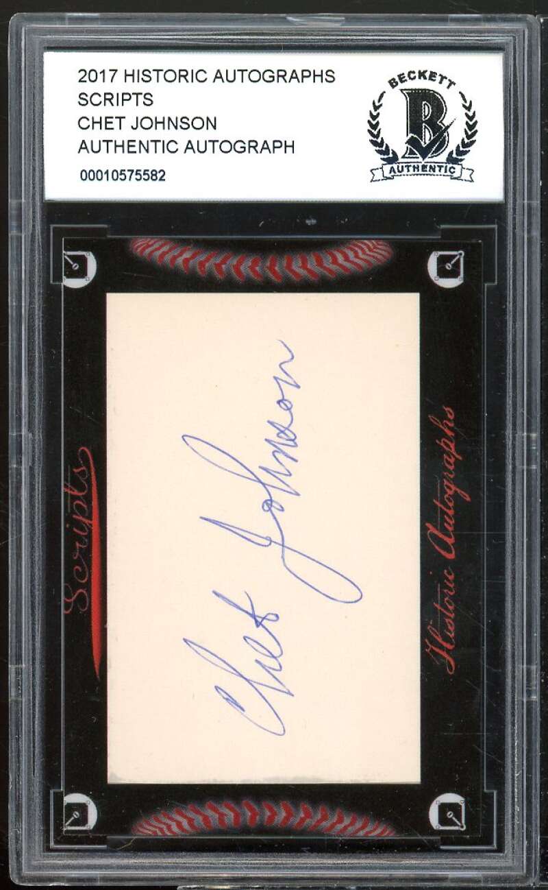 Chet Johnson 2017 Historic Autographs Scripts #nno BGS BCCG Authentic Image 1