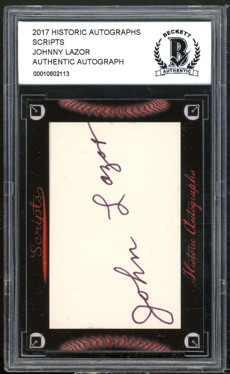 Johnny Lazor 2017 Historic Autographs Scripts #nno BGS BCCG Authentic Image 1