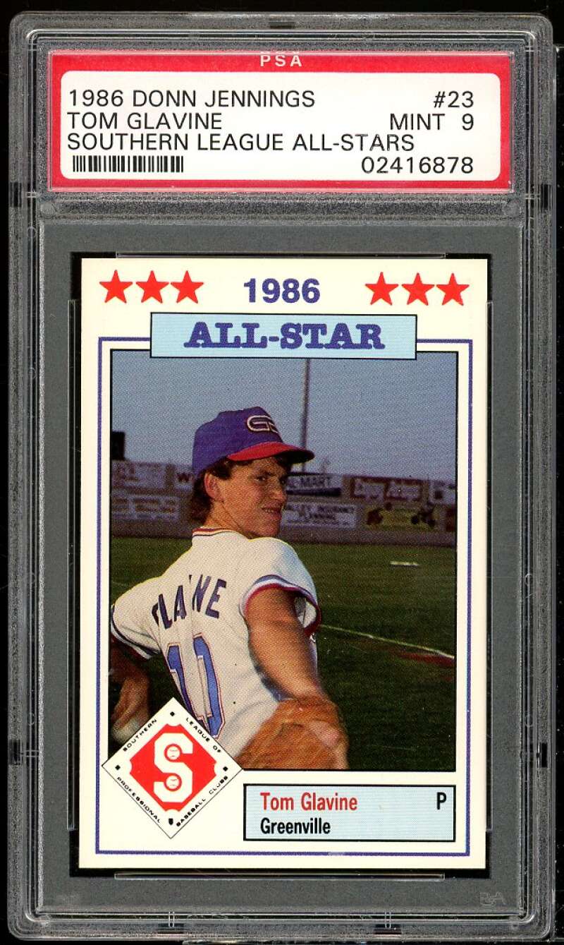 Tom Glavine Rookie Card 1986 Jennings Southern League All-Stars #23 PSA 9 Image 1