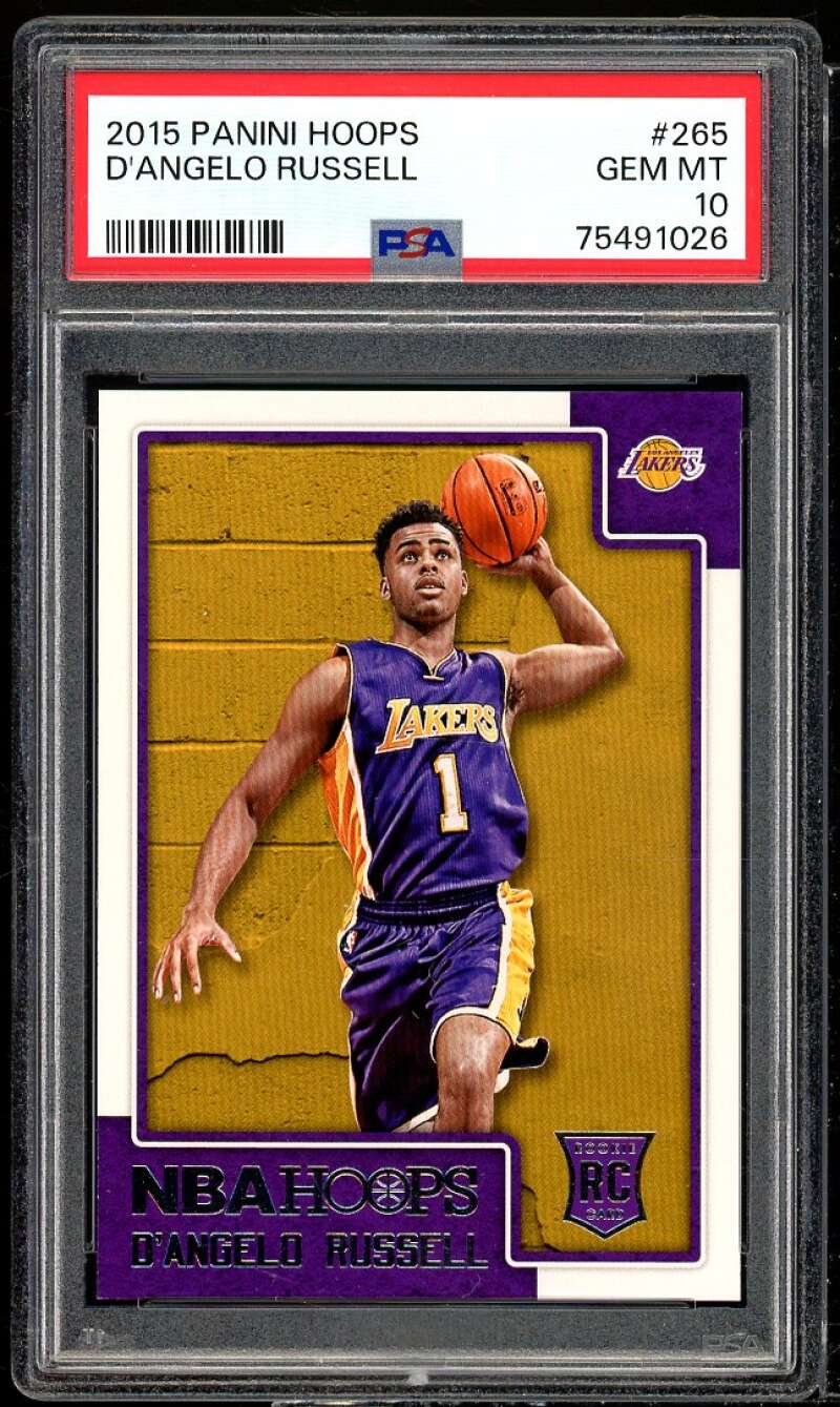 D'Angelo Russell Rookie Card 2015-16 Panini Hoops #265 PSA 10 Image 1