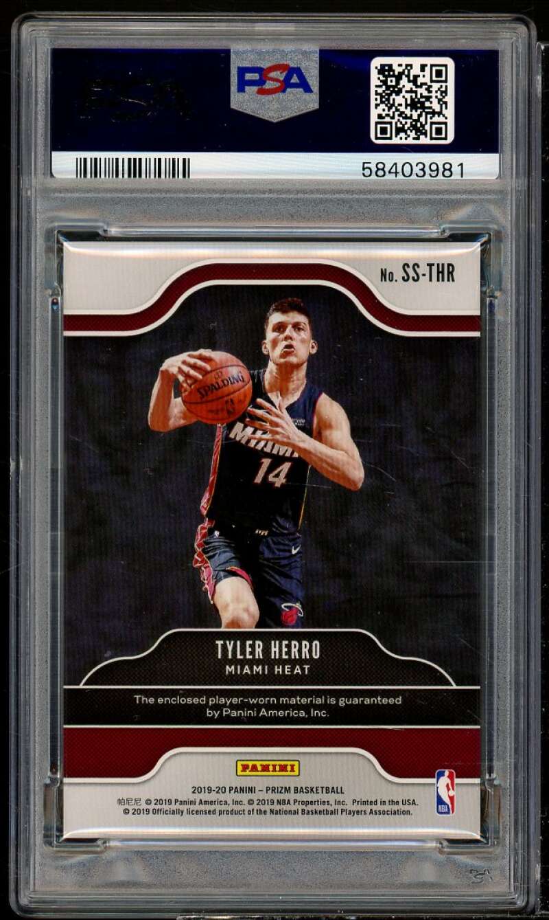 Tyler Herro Rookie Card 2019-20 Panini Prizm Sensational Swatches #THR PSA 10 Image 2