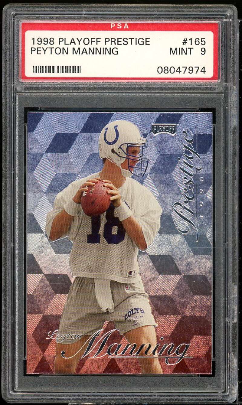 Peyton Manning Rookie Card 1998 Playoff Prestige #165 PSA 9 Image 1