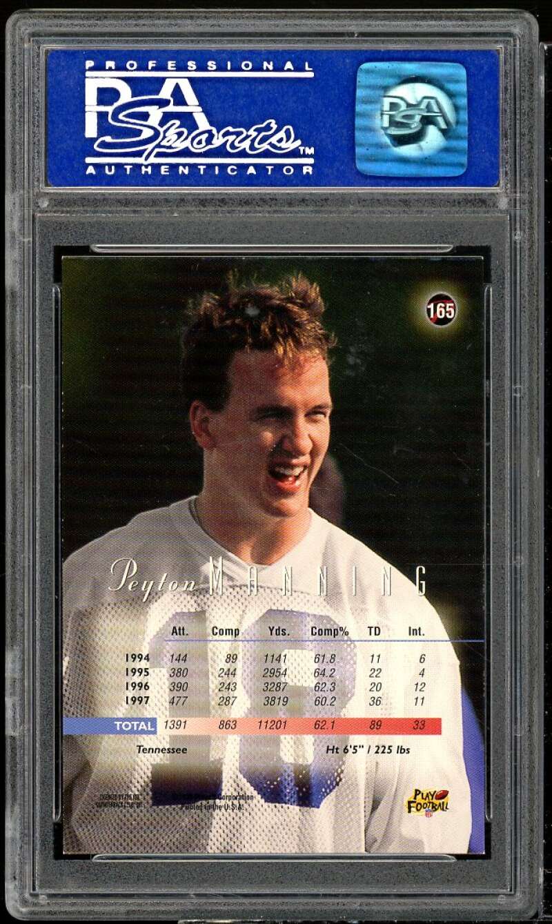 Peyton Manning Rookie Card 1998 Playoff Prestige #165 PSA 9 Image 2