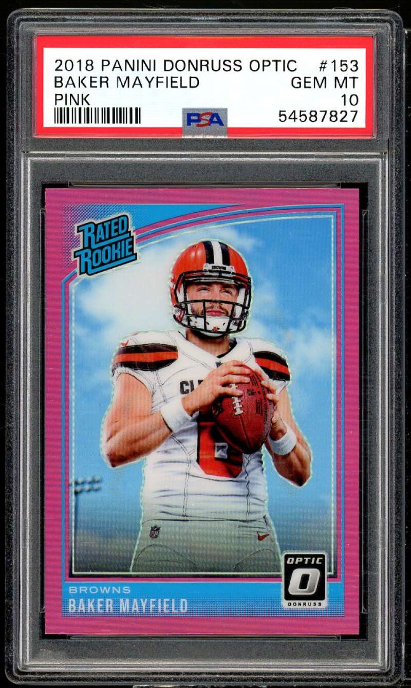 Baker Mayfield Rookie Card 2018 Donruss Optic Pink #153 PSA 10 Image 1