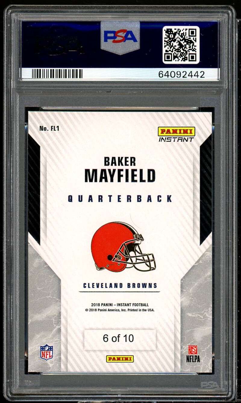 Baker Mayfield Rookie 2018 Panini Instant NFL RPS First Look Green (6/10) PSA 9 Image 2