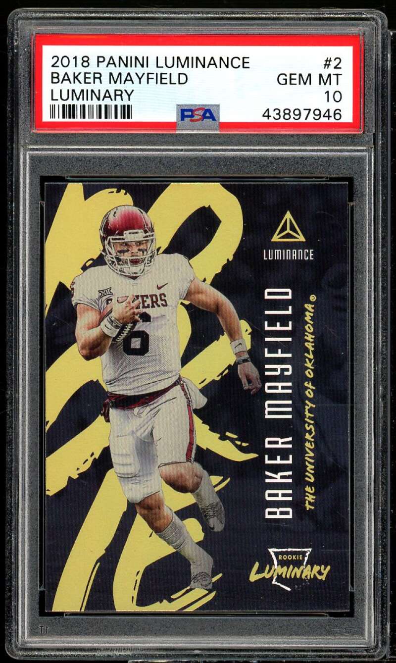 Baker Mayfield Rookie Card 2018 Panini Luminance Luminary #2 PSA 10 Image 1