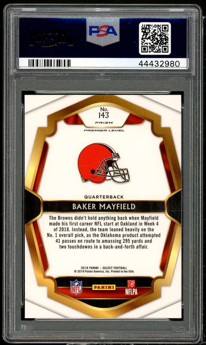 Baker Mayfield Rookie Card 2018 Panini Select Silver Prizm #143 PSA 10 Image 2