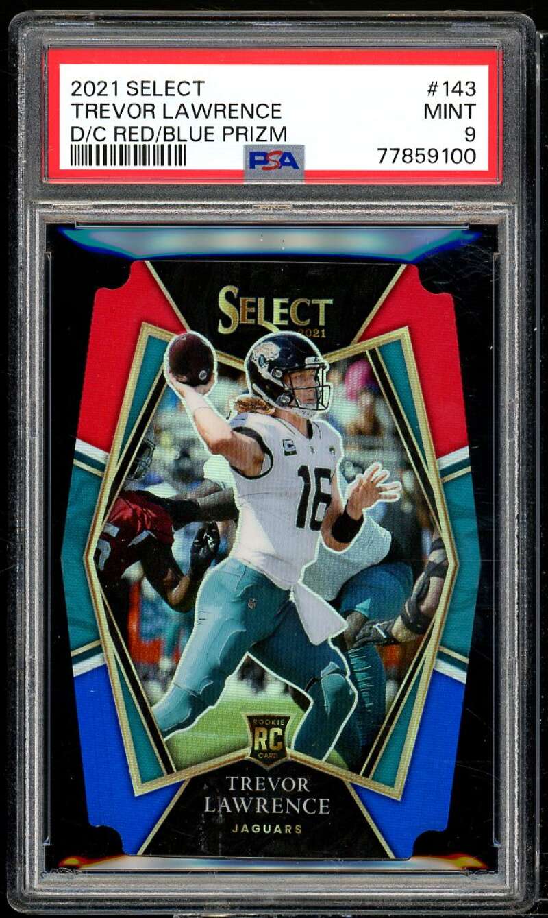 Trevor Lawrence Rookie Card 2021 Select D/C Red Blue Prizm #143 PSA 9 Image 1