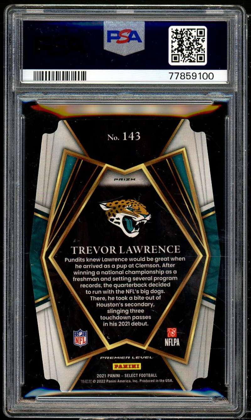 Trevor Lawrence Rookie Card 2021 Select D/C Red Blue Prizm #143 PSA 9 Image 2