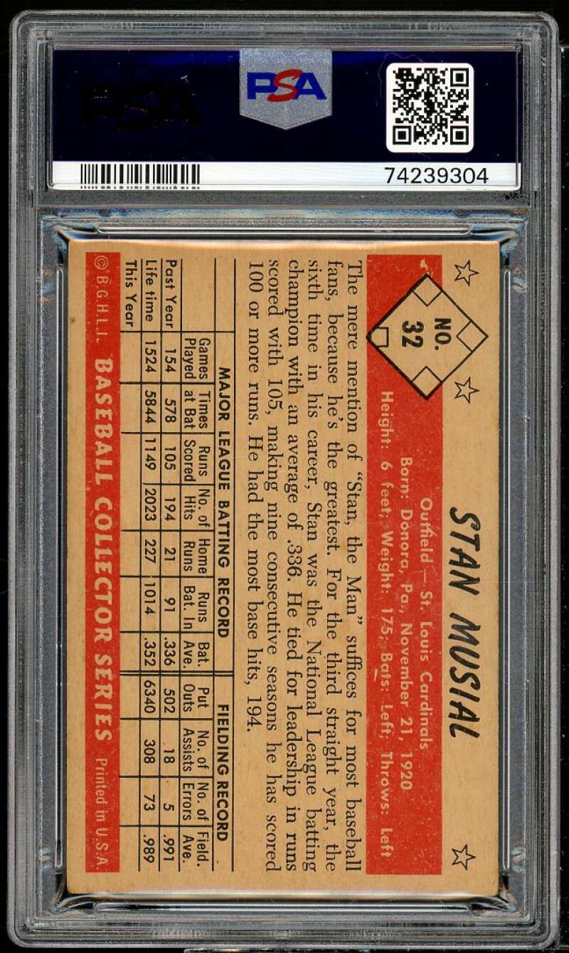 Stan Musial Card 1953 Bowman Color #32 PSA 2 Image 2