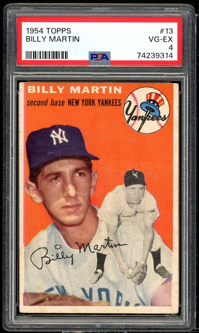 Billy Martin Card 1954 Topps #13 PSA 4 Image 1