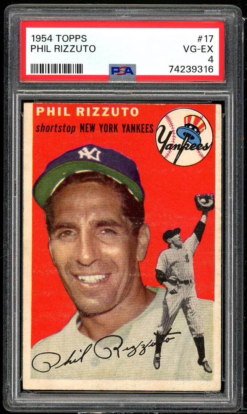 Phil Rizzuto Card 1954 Topps #17 PSA 4 Image 1