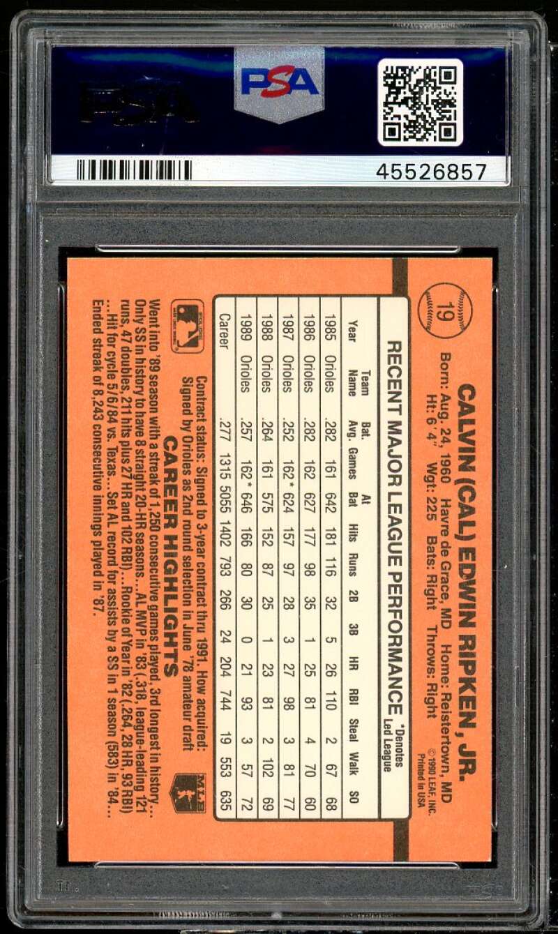 Cal Ripken Jr. Card 1990 Donruss Learning Series #19 PSA 9 Image 2