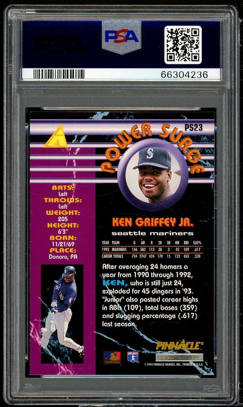 Ken Griffey Jr. Card 1994 Pinnacle Power Surge #PS23 PSA 9 Image 2