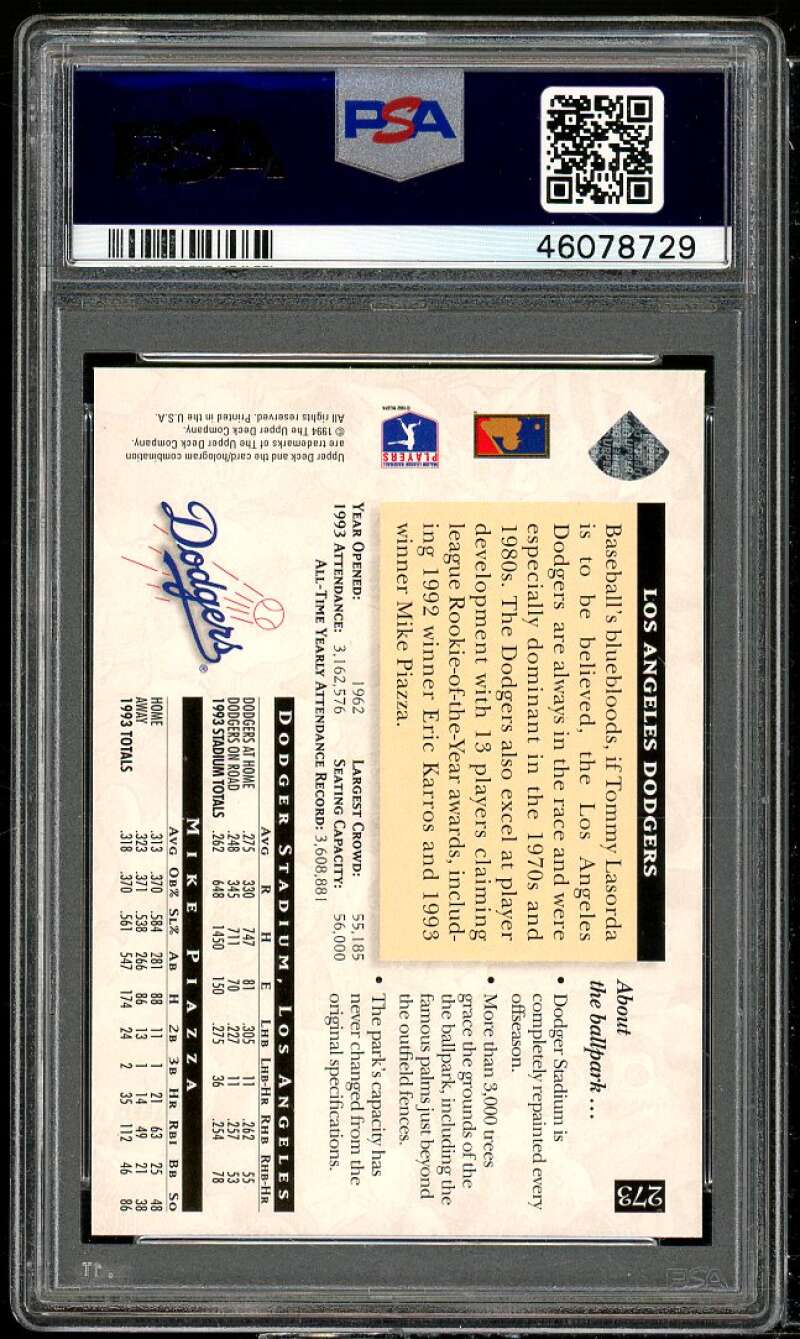 Mike Piazza Card 1994 Upper Deck Electric Diamond #273 PSA 9 Image 2