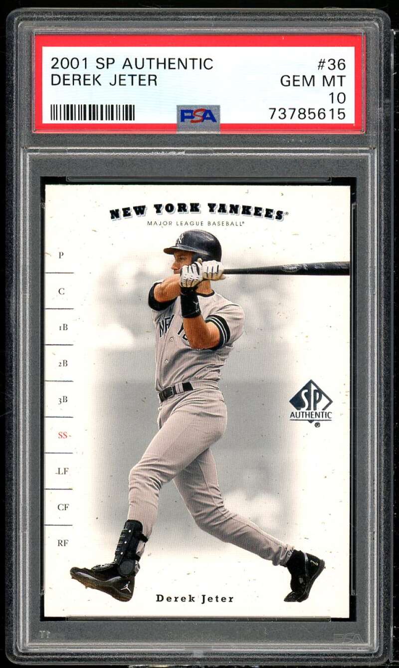 Derek Jeter Card 2001 SP Authentic #36 PSA 10 Image 1