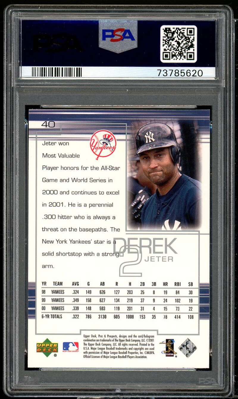 Derek Jeter Card 2001 UD Pros Prospects #40 PSA 10 Image 2