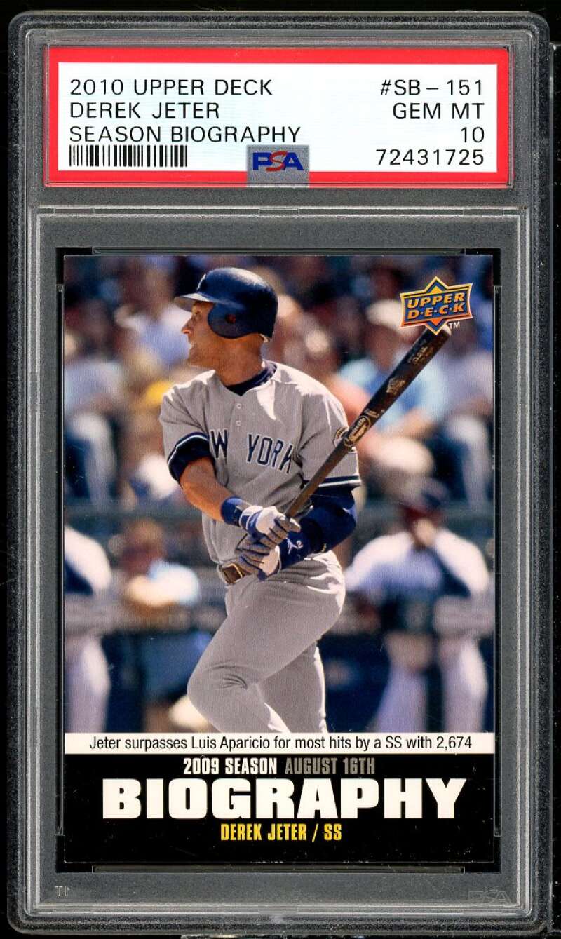 Derek Jeter Card 2010 Upper Deck Season Biography #SB-151 PSA 10 Image 1