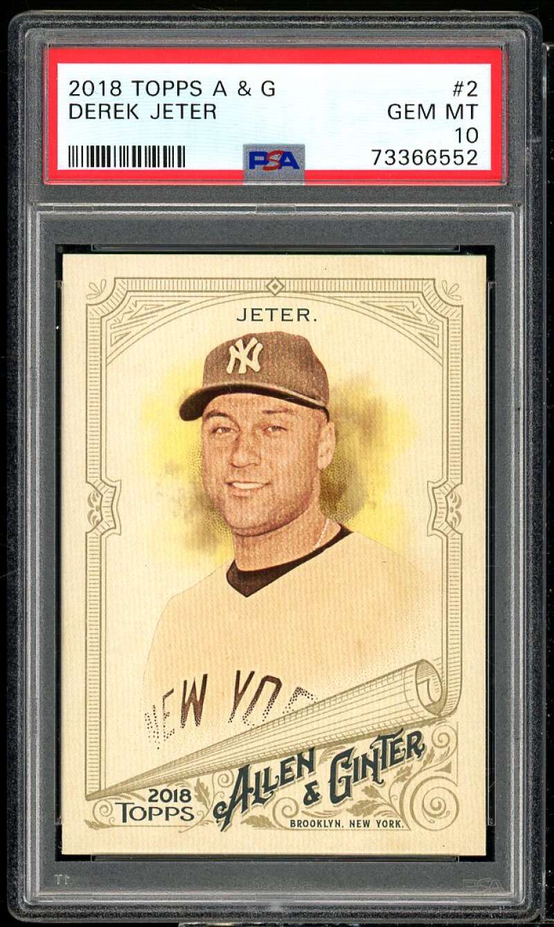 Derek Jeter Card 2018 Topps Allen Ginter #2 PSA 10 Image 1