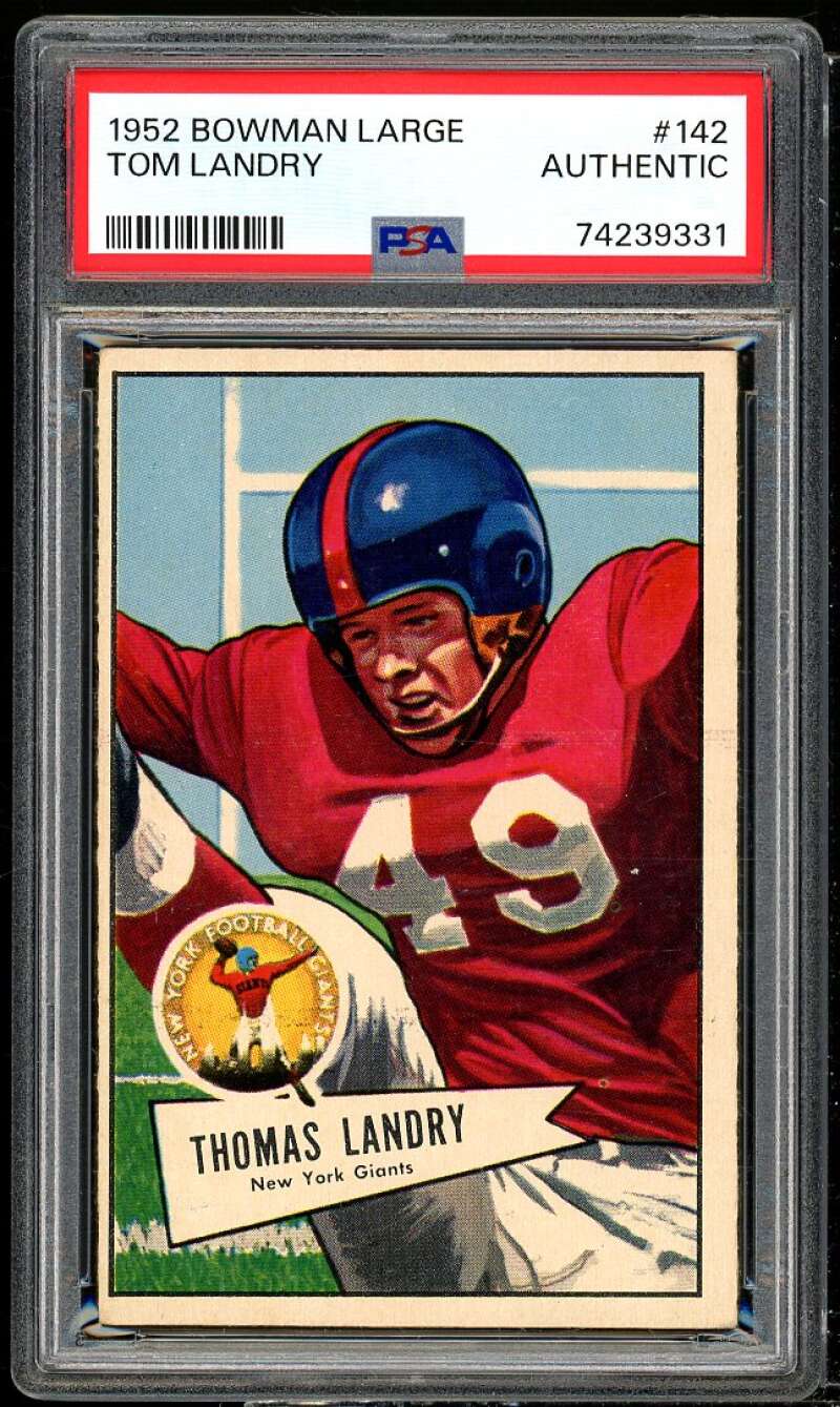 Tom Landry Card 1952 Bowman Large #142 PSA Authentic Image 1