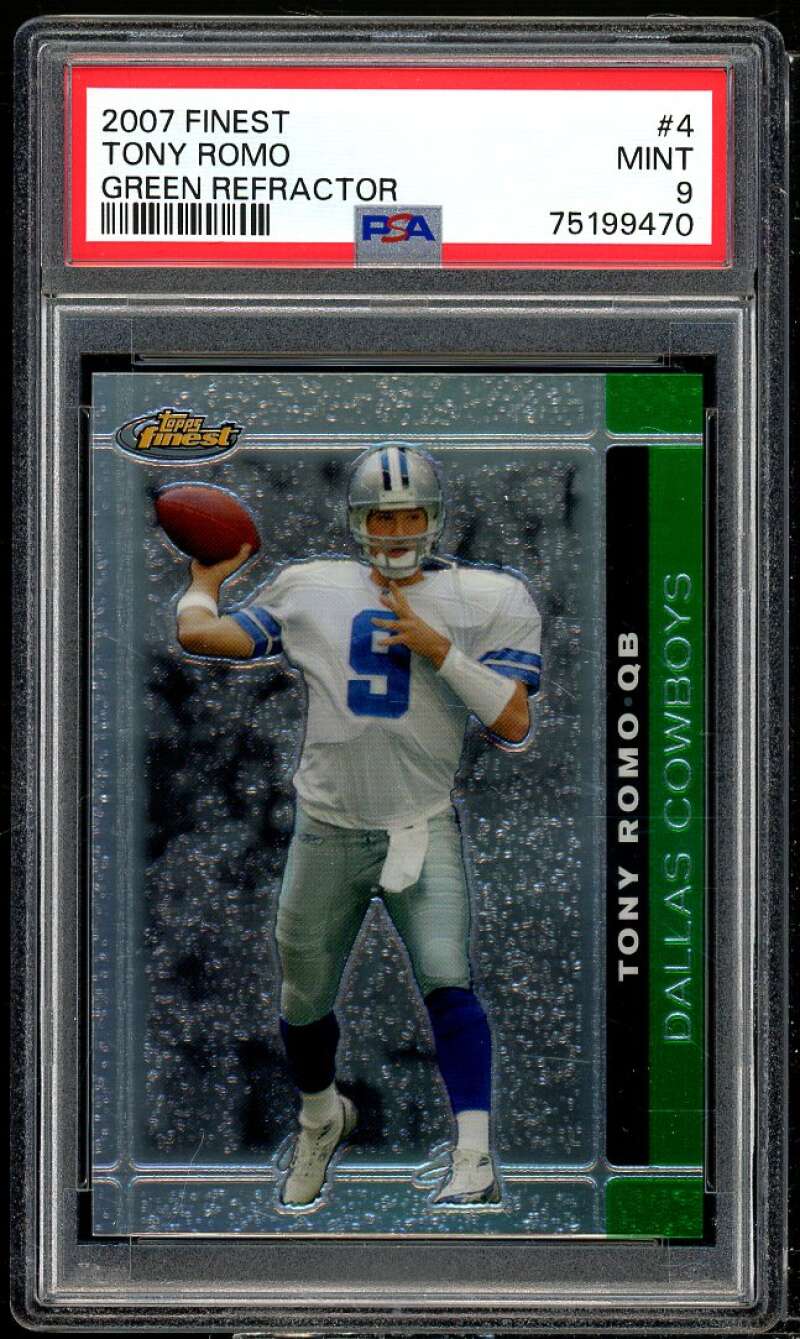 Tony Romo Card 2007 Finest Green Refractors #4 PSA 9 Image 1