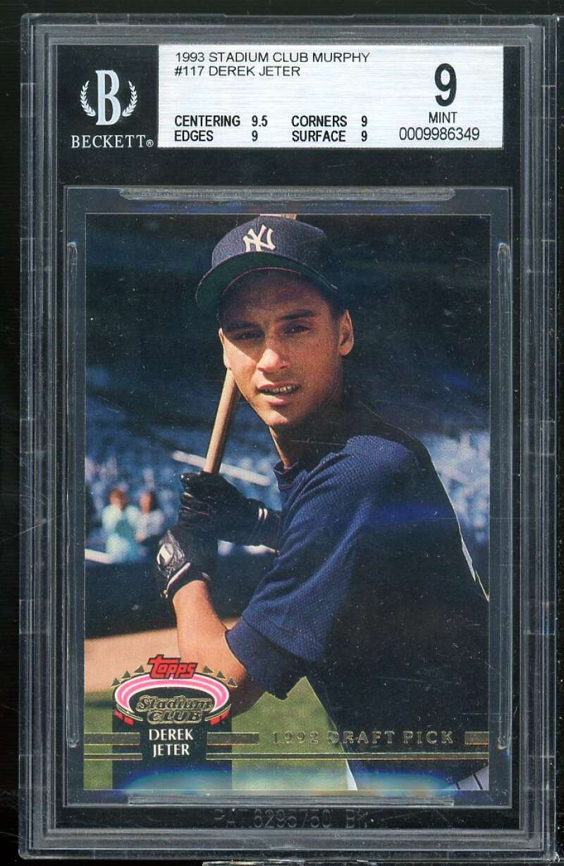 Derek Jeter Rookie Card 1993 Stadium Club Murphy #117 BGS 9 (9.5 9 9 9) Image 1