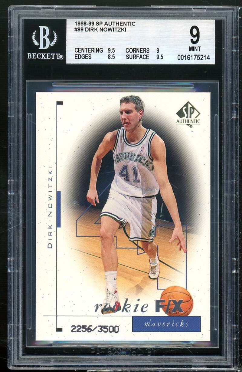 Dirk Nowitzki Rookie Card 1998-99 SP Authentic #99 BGS 9 (9.5 9 8.5 9.5) Image 1