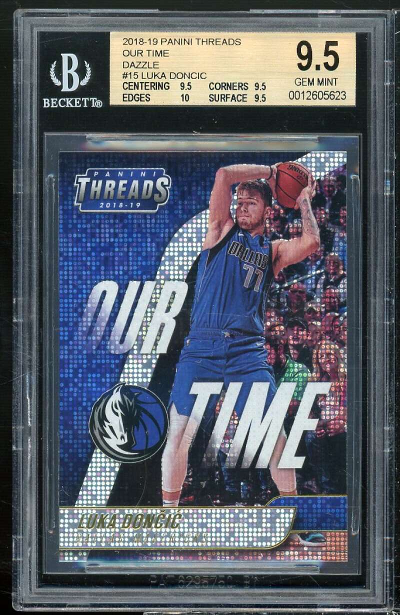 Luka Doncic Rookie Card 2018-19 Panini Threads Our Time Dazzle #15 BGS 9.5 Image 1