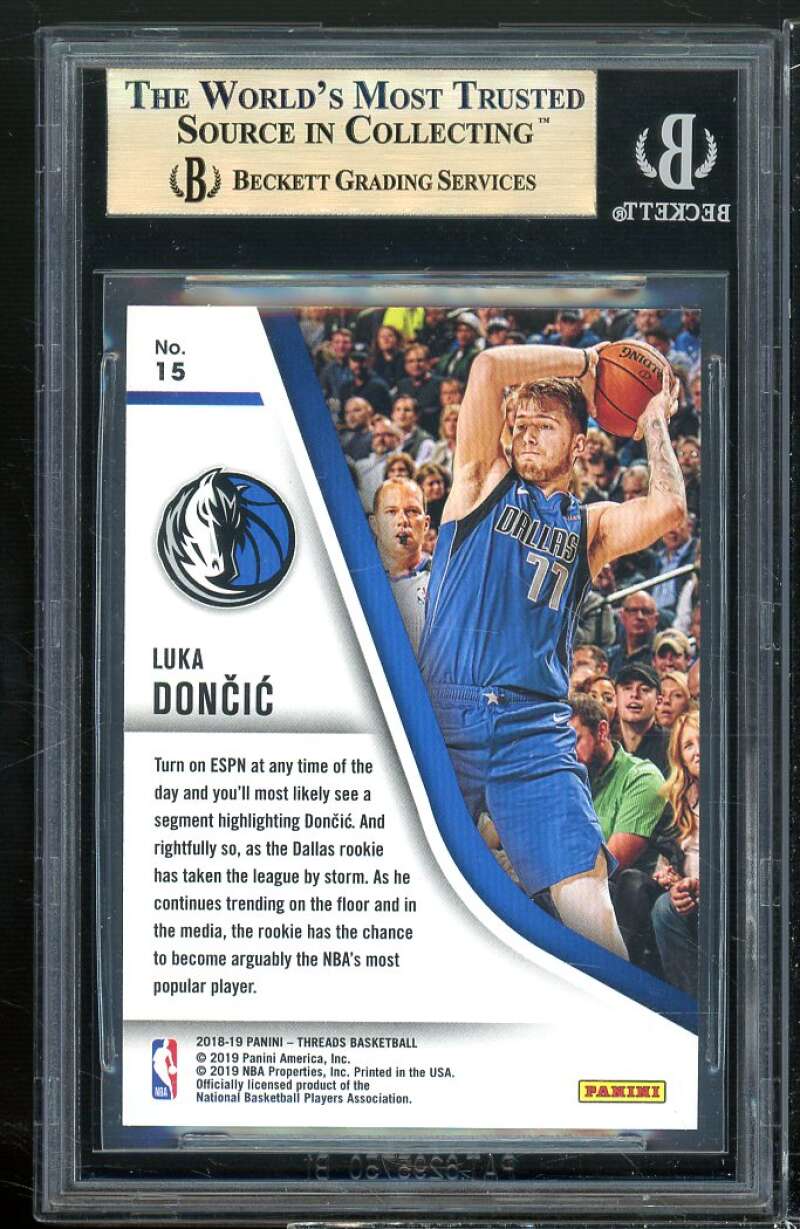 Luka Doncic Rookie Card 2018-19 Panini Threads Our Time Dazzle #15 BGS 9.5 Image 2