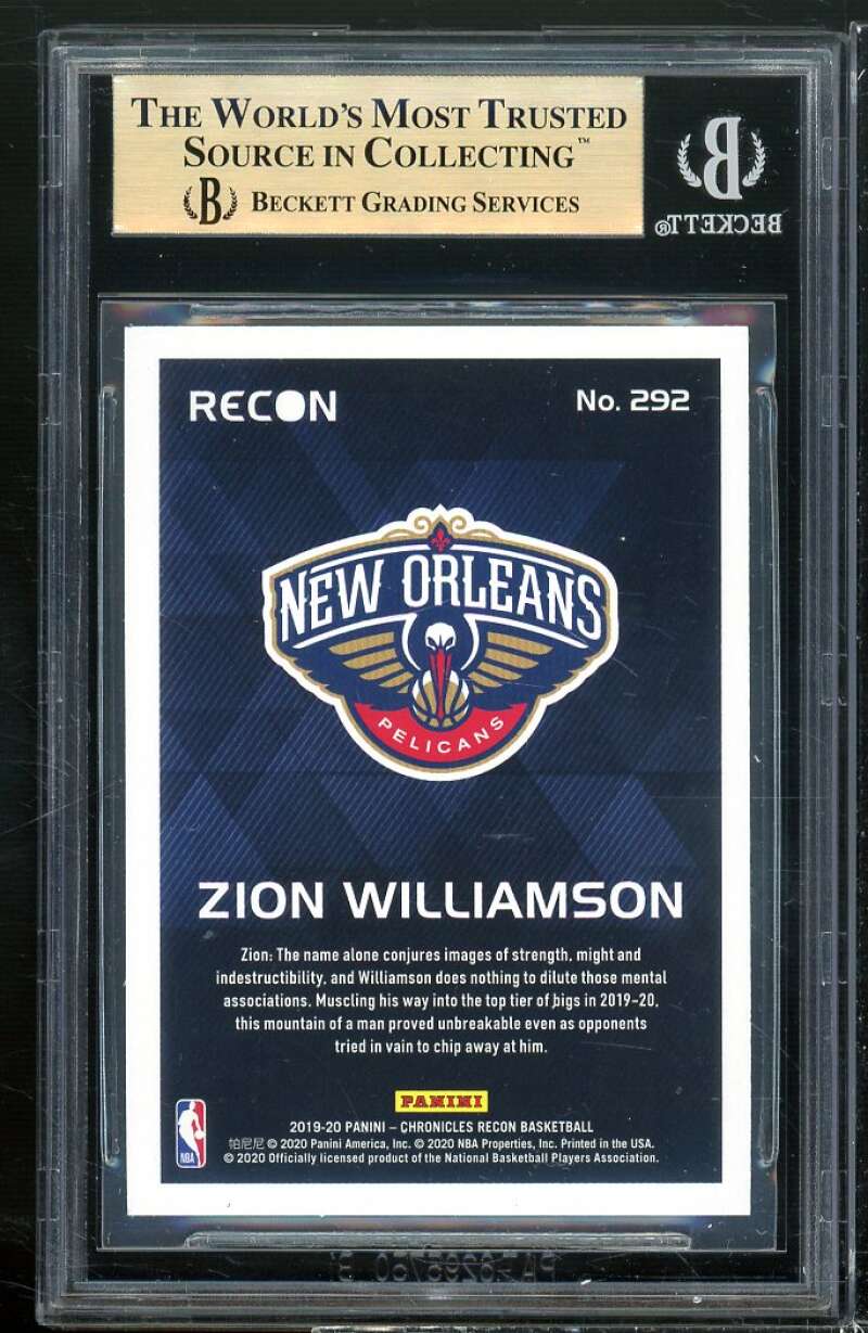 Zion Williamson Rookie Card 2019-20 Panini Chronicles Recon #292 BGS 9.5 Image 2