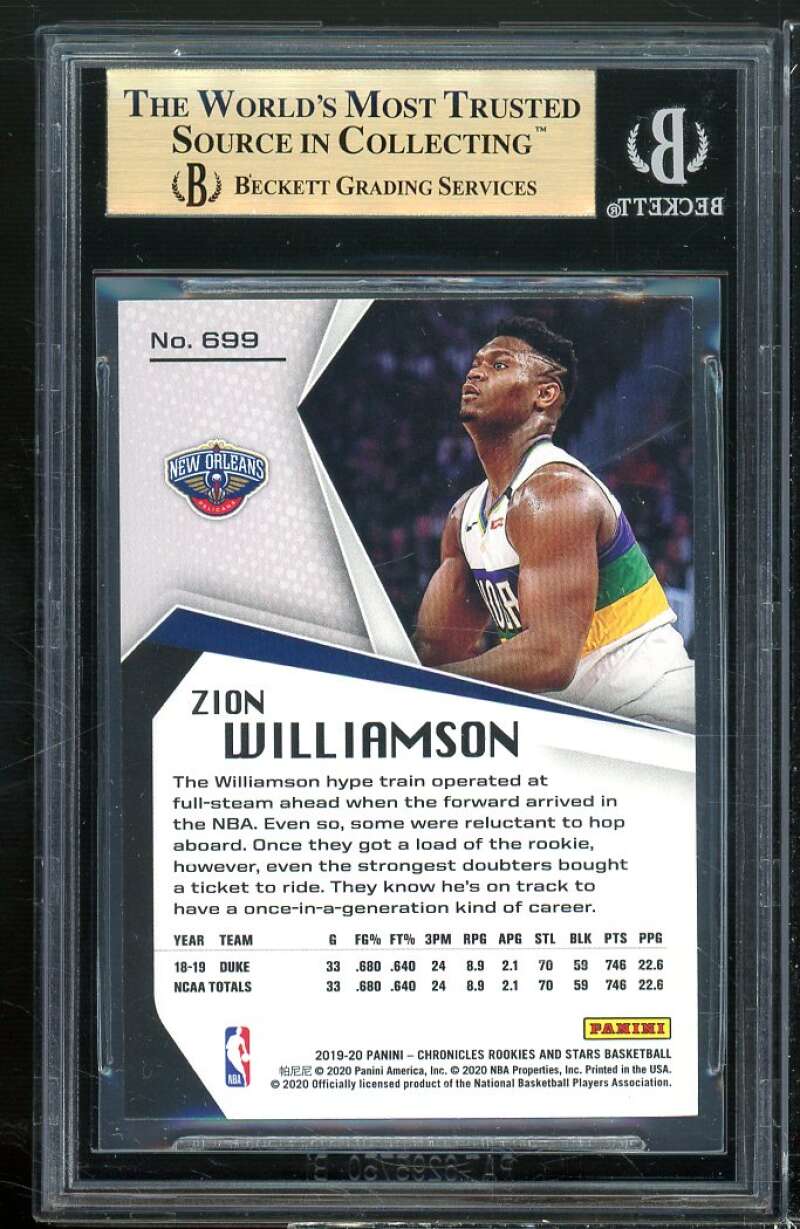 Zion Williamson Rookie Card 2019-20 Panini Chronicles Rookies Stars #699 BGS 9.5 Image 2