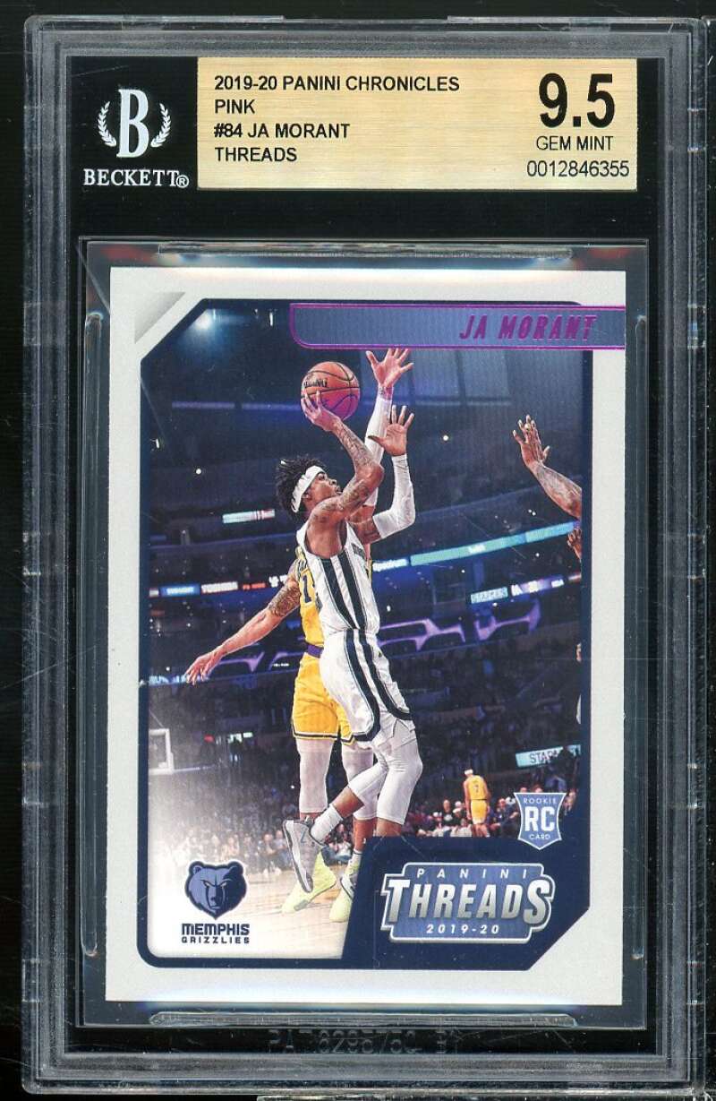 Ja Morant Rookie Card 2019-20 Panini Chronicles Threads Pink #84 BGS 9.5 Image 1