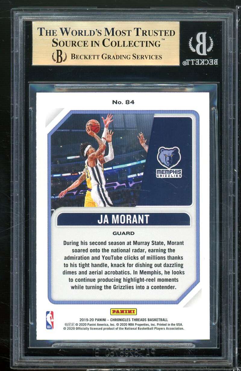 Ja Morant Rookie Card 2019-20 Panini Chronicles Threads Pink #84 BGS 9.5 Image 2