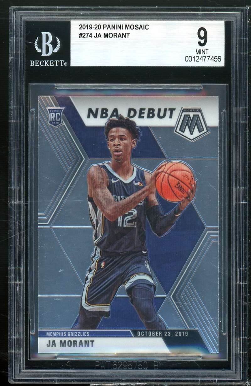 Ja Morant Rookie Card 2019-20 Panini Mosaic #274 BGS 9 Image 1