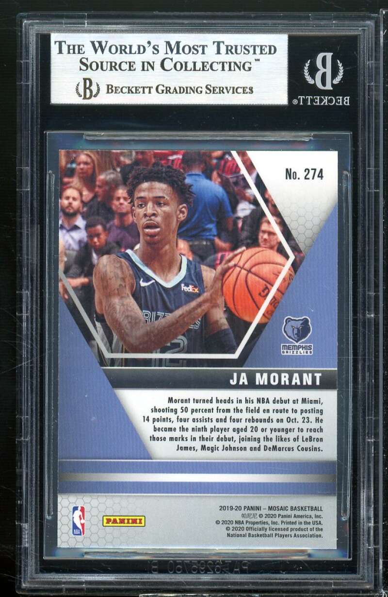 Ja Morant Rookie Card 2019-20 Panini Mosaic #274 BGS 9 Image 2