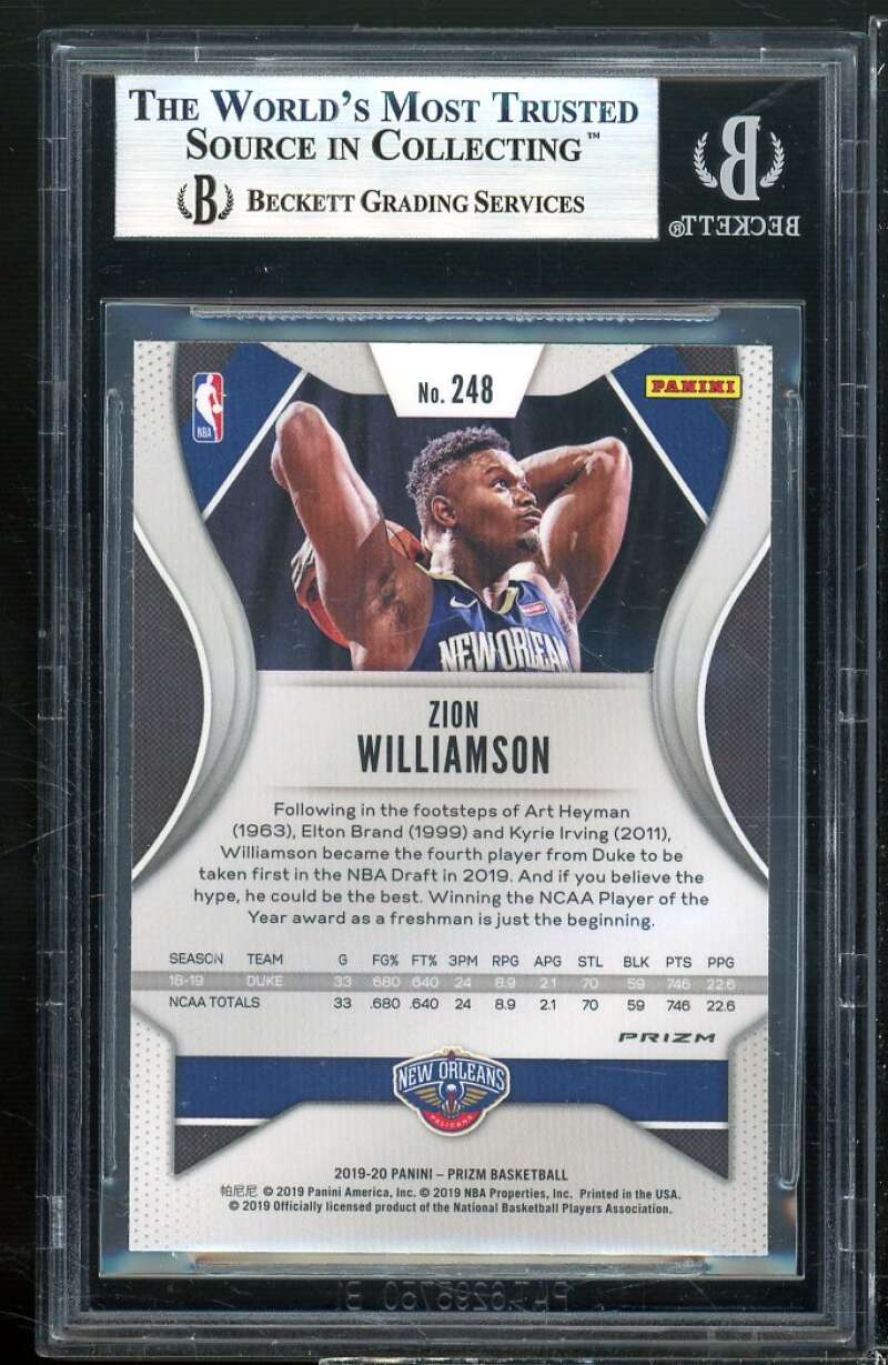 Zion Williamson Rookie Card 2019-20 Panini Prizm Prizms Red Ice #248 BGS 9 Image 2