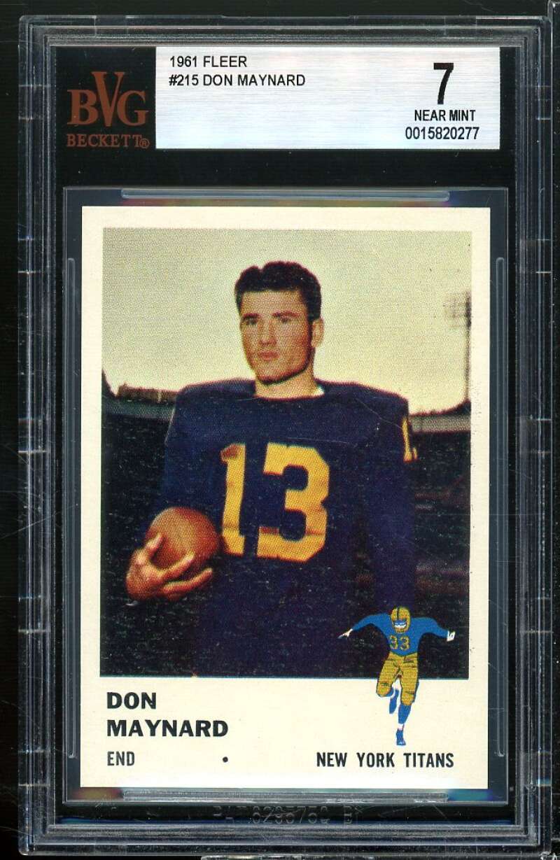 Don Maynard Rookie Card 1961 Fleer #215 BGS BVG 7 Image 1