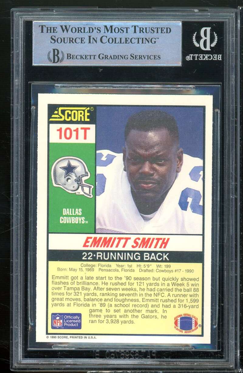 Emmitt Smith Rookie Card 1990 Score Supplemental #101T BGS 9 (8.5 9 9 9.5) Image 2