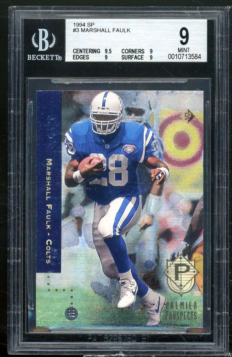 Marshall Faulk Rookie Card 1994 SP #3 BGS 9 Image 1