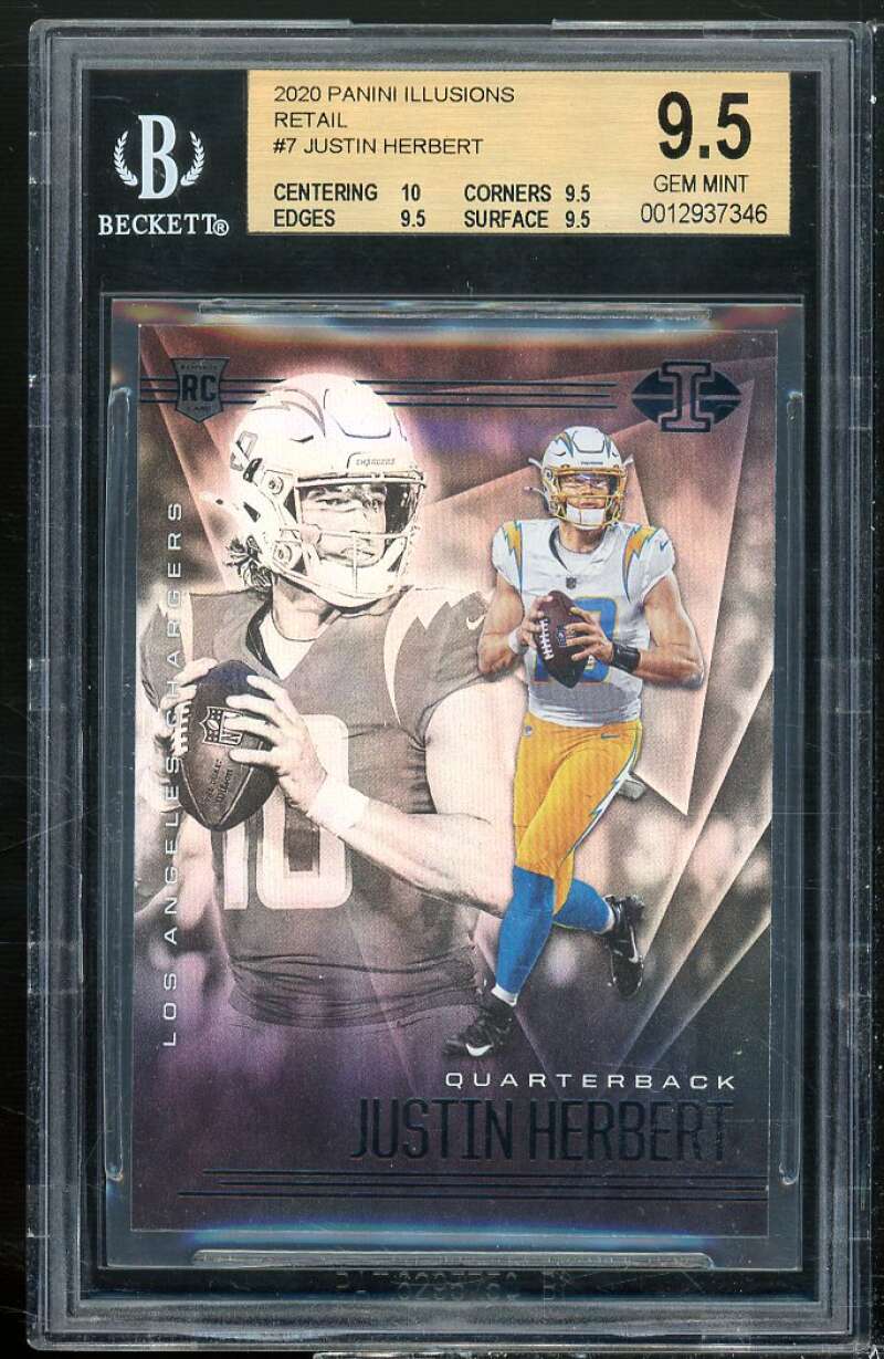 Justin Herbert Rookie 2020 Panini Illusions Retail #7 BGS 9.5 (10 9.5 9.5 9.5) Image 1