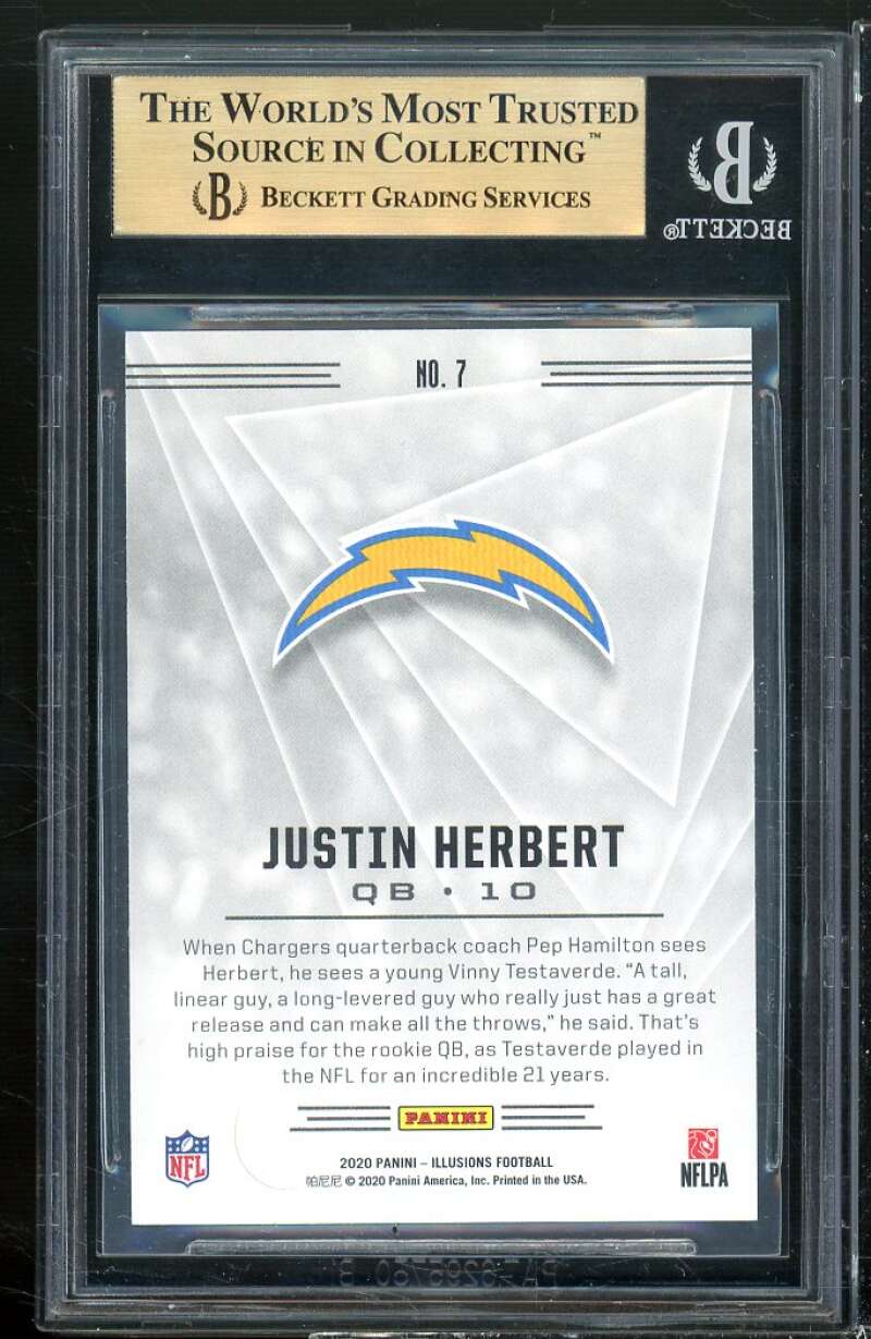 Justin Herbert Rookie 2020 Panini Illusions Retail #7 BGS 9.5 (10 9.5 9.5 9.5) Image 2