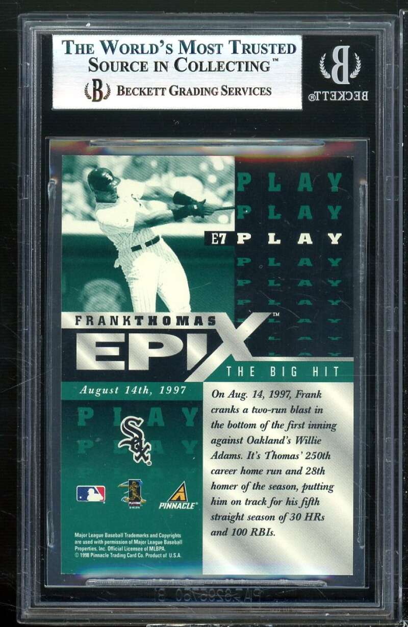 Frank Thomas Card 1998 Pinnacle Epix Play Emerald #E7 BGS 9 (9 9 8.5 9.5) Image 2