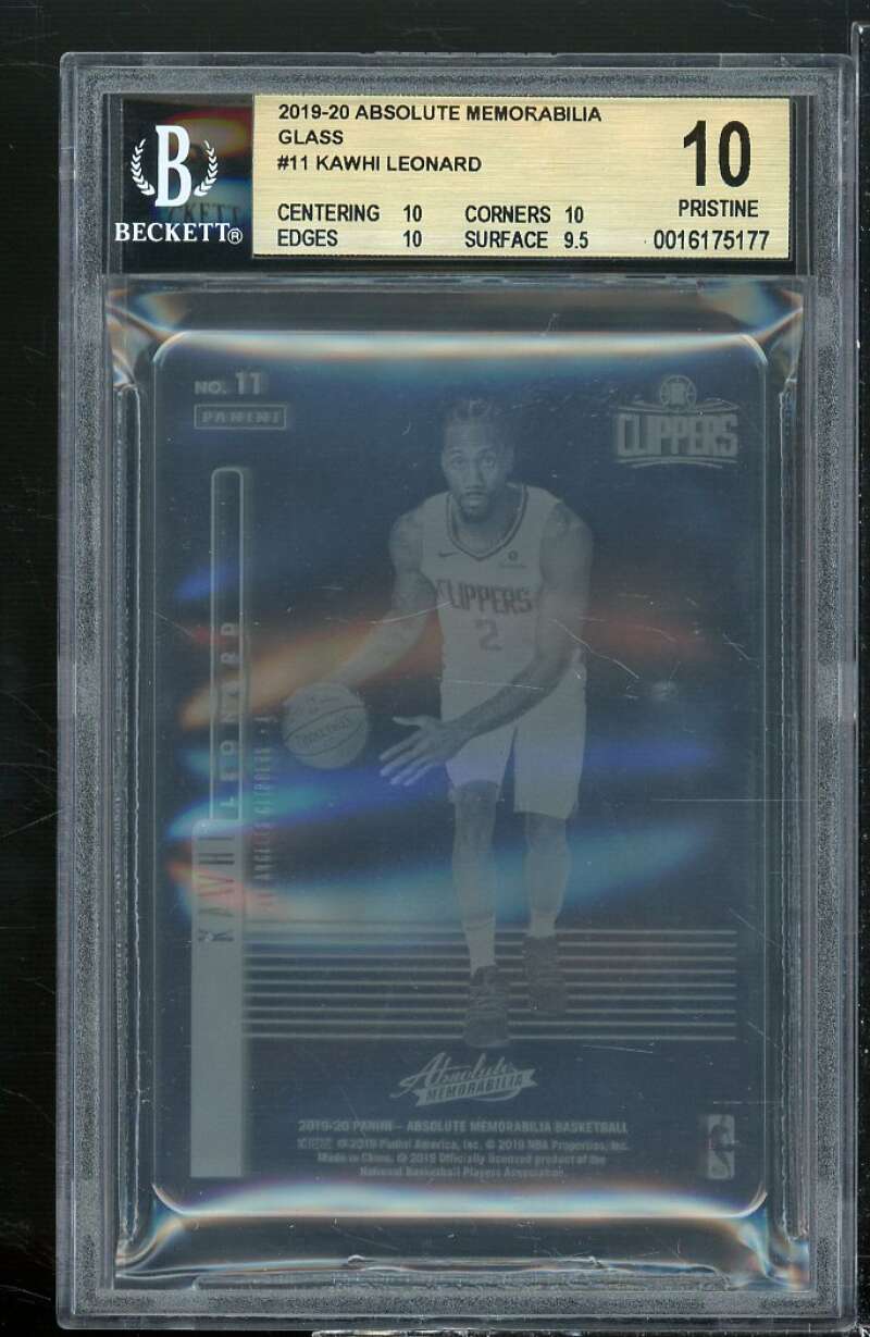 Kawhi Leonard Card 2019-20 Absolute Memorabilia Glass #2 (PRISTINE) BGS 10 Image 1