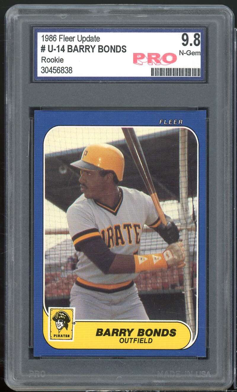 Barry Bonds Rookie Card 1986 Fleer Update #U-14 PRO 9.8 Near Gem Image 1