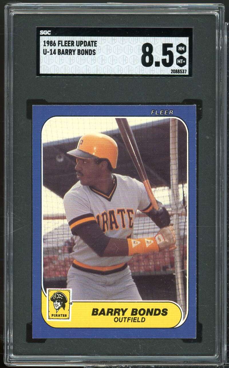 Barry Bonds Rookie Card 1986 Fleer Update #U-14 SGC 8.5 NM-MT+ Image 1