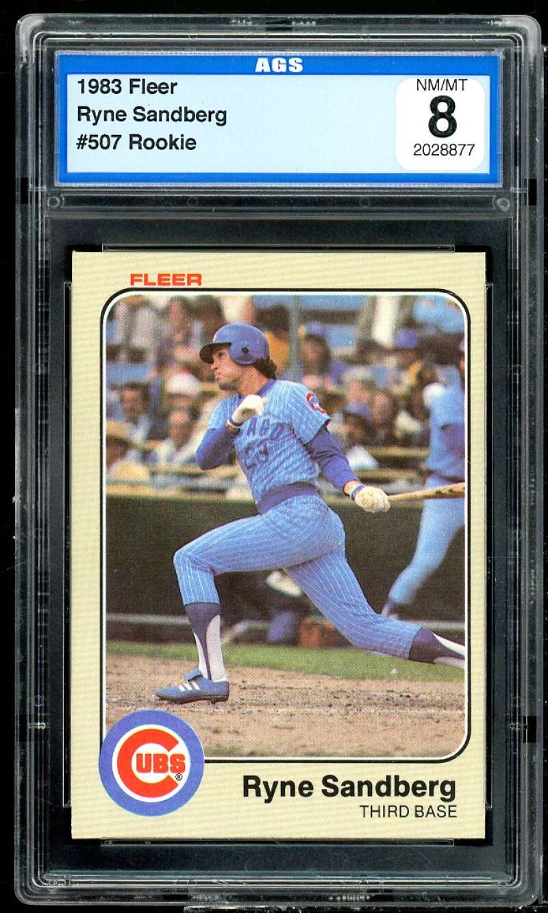 Ryne Sandberg Rookie Card 1983 Fleer #507 AGS 8 NM/MT Image 1