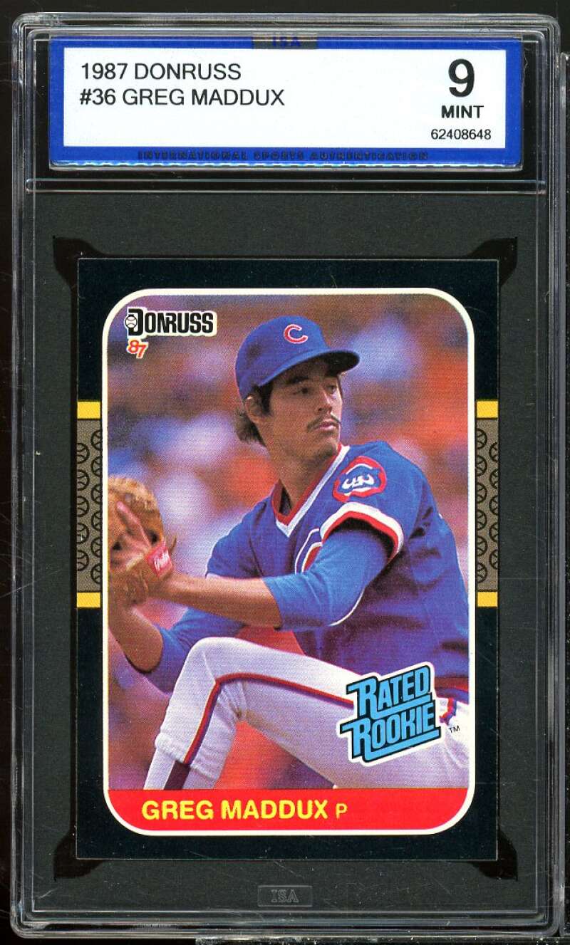 Greg Maddux Rookie Card 1987 Donruss #36 AGS 9 Mint Image 1