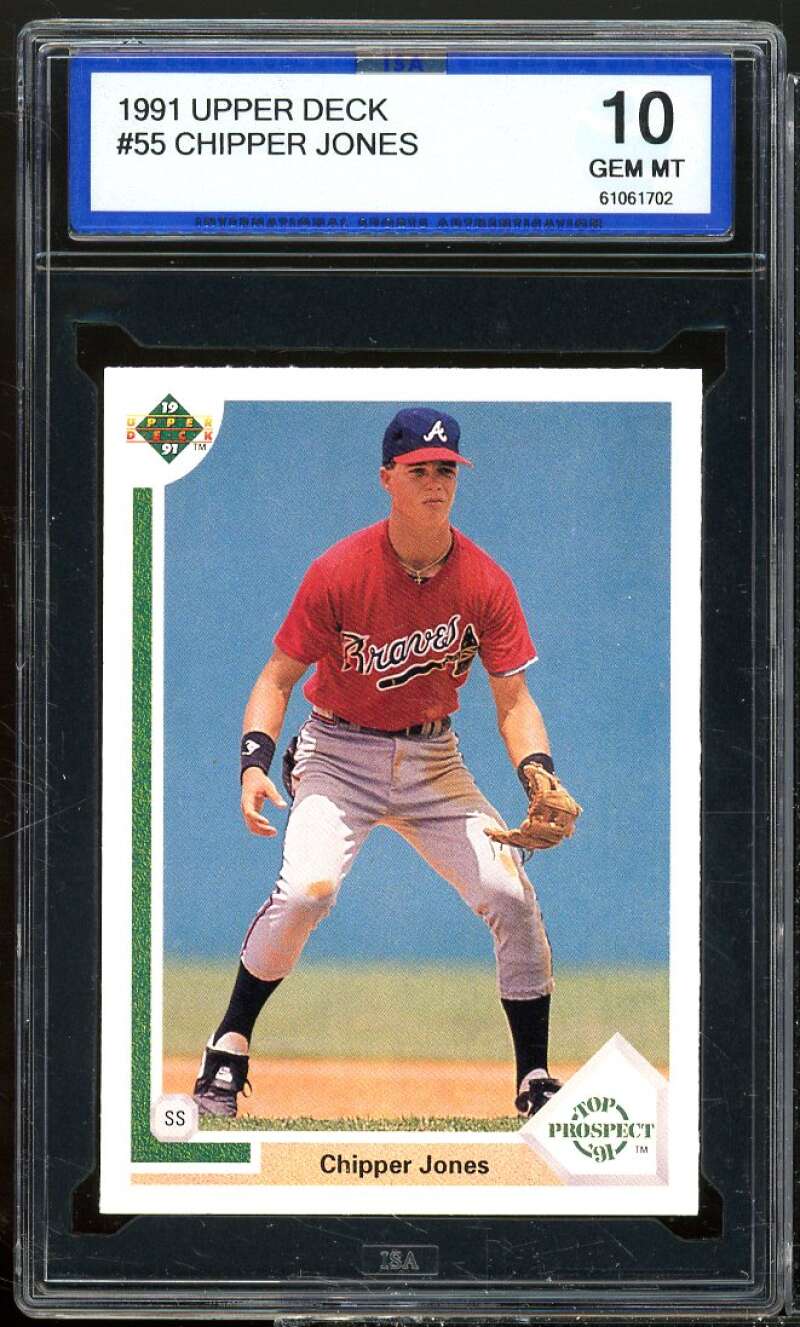 Chipper Jones Rookie Card 1991 Upper Deck #55 AGS 10 Gem Mint Image 1