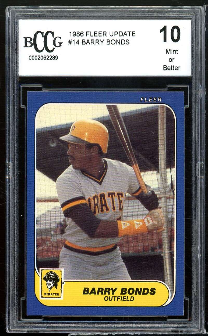 1986 Fleer Update #U-14 Barry Bonds Rookie Card BGS BCCG 10 Mint+ Image 1