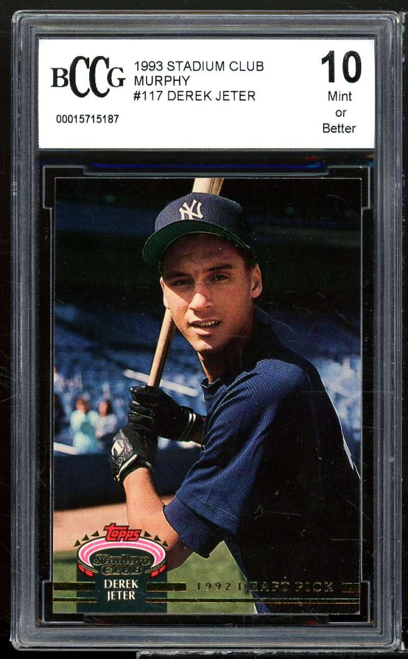 1993 Stadium Club Murphy #117 Derek Jeter Rookie Card BGS BCCG 10 Mint+ Image 1